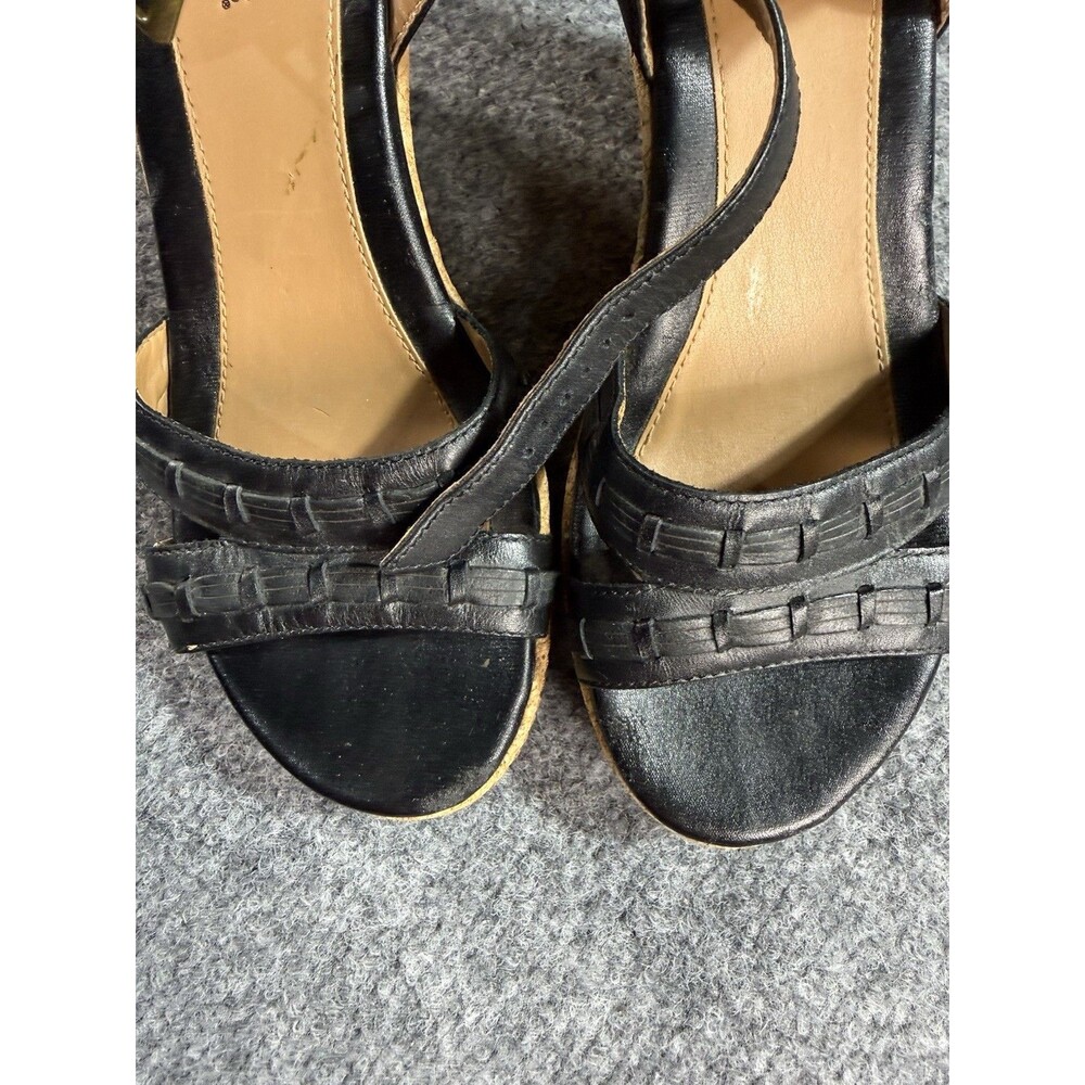 Clarks Leather Slingback Wedge Sandals – Black/Brown – Women’s Size 7 – Buckle - Picture 4 of 9